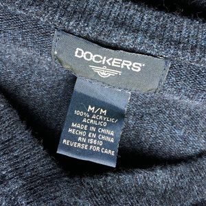 DOCKERS Dark Blue Navy Warm V-Neck Sweater